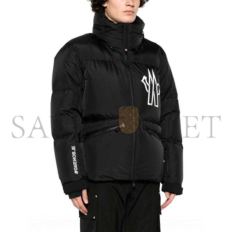 MONCLER GRENOBLE BLACK VERDONS LOGO-PRINT PUFFER JACKET 